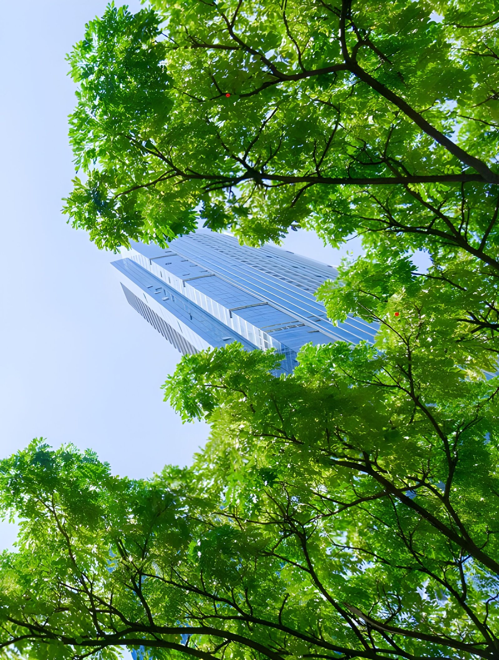 Close-up of green tree leaves in natural sunlight.
